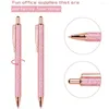 Retractable Ballpoint Pens School Stationery Supplies Sparkly Metal Rose Gold Glitter