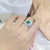 Cluster Rings Light Luxury And High-end Green Gemstone Peacock Feather For Women Court Style Engagement 925 Silver Jewelry Opening