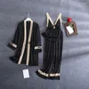 Damen-Nachtwäsche, Frühling, schwarze Frau, Pyjama-Set, 3-teilig, Schlafanzug, Satin, Kimono-Träger, Oberteil, Hosen, Pyjama mit Brustpolstern, Nachthemd