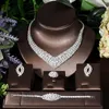 Kolczyki naszyjne Zestaw mody Big oświadczenie biżuterii dla kobiet ślub sześcien cyrkonu geometryczne afrykańskie zestawy ślubne i kolczyki Dubaj