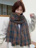 Foulards 2023 Femmes Dames Écharpe Hiver Preppy Style Vintage Plaid Chaud Écharpe Pashmina Mujer Foulard Bufanda Hiver Wrap Châle Hommes