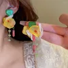 Серьги с серьгами mengjiqiao корейская любовь Tulse Green Stone Jade Tassel Drop for Women Fashion Pendientes Party Disterry