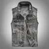 Gilet da uomo 2023 Primavera Estate Autunno Gilet di jeans strappato Gioventù Giacca da bavero casual da motociclista grigio 230620