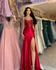 Sexy Prom Dresses Spaghetti Evening Gowns Pleats Slit Sequins Semi Formal Red Carpet Long Special Ocn dress