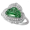 Cluster Ringen Birmese Jade Boeddha Emerald Charm 925 Zilveren Edelsteen Talismannen Jadeïet Luxe Sieraden Groene Echte Natuurlijke Vrouwen Gift