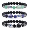 Perline Sier Hand Evil Eye Healing Crystal Pyramid Beads Bracciali per donna Uomo Fili Reiki Positive Energy Gemstone Bangle Chakra Dhr6F