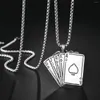 Hänge halsband män uttalande poker ess king halsband svart silver färg rostfritt stål mode smycken gåva grossist droppe