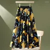 Jupes Tigena Unique Imprimer Mousseline de soie Midi Jupe longue pour les femmes 2023 Été Coréen Casual Une ligne Taille haute Mi-longueur Femme Filles