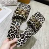 Slippers Leopard Flats Slippers Women Chain Sandals Summer Shoes 2022 New Brand Fashion Ladies Shoes Beach Slides Slingback Flip Flops J230620