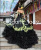 Charro Princess Quinceanera Vestidos Pretos Com Manga Longa Babados Ruched Puffy Saia Espartilho vestidos formatura juvenis