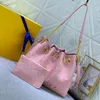 Designer Pink Bucket Bag Summer Bundel Womens Business Office Tassen Cross Body Large Capaciteit Handtas Ketting Toon Drawring Designer Shoulder Satchel Wallet