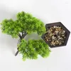 Kwiaty dekoracyjne 33 cm sztuczne sosny drzewo pinie fałszywe rośliny gałąź tropikalne pulpit palmy bonsai plastikowe liście do dekoracji biura domowego