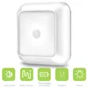 6 LED ABS Motion Sensor Sensor Light ، ضوء الليل ، بطارية مدعومة من أبيض مربع ممر لضوء غرفة نوم الدرج المنزل خزانة خزانة مطبخ