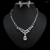 Orecchini pendenti Marca Genuine Luxury Real Jewels Zircone a forma di cuore Collare sospeso Catena Piccola mostra Collana sottile di set da donna