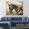 Abstract Canvas Art Western Horse in Sepia Handgjord oljemålning Modern Decor Studio Apartment