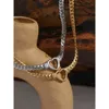 Подвесные ожерелья YHPUP Heart Chain Shearle Seanlesse Steel for Women Fashion Metal Texture Плоская ворота водонепроницаем