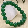 Link Armbanden 2 Kleur Strand Armband 10mm Paars Violet Groen Jades Steen Chalcedoon Ronde Kralen Bangle Verklaring Vrouwen Sieraden 7.5inch