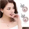Stud Pearl Earrings 925 Sterling Sier Genuines Freshwater Ctured Ear Studs For Women Girl Color And Size Choose Drop D Dhdfp