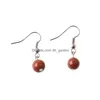 Dangle Lustre Perle Boucles D'oreilles 8Mm Boule Pierre Naturelle Perles Sier Dames Frais Et Élégant Drop Delivery 202 Dhsmb