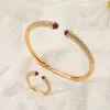 Ketting Oorbellen Set Mode Luxe Unieke Armband Ring Voor Vrouwen Kleurrijke Steen Kubieke Zirkoon Dubai Arabische Stijl Bruiloft Sieraden