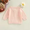 Chaquetas Infant Baby Girl Sweet Cardigan Sólido Cuello redondo Manga larga Abrigo de punto Primavera Verano Button-Down Sunscreen Prendas de abrigo 0-3T 230619