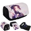 Pennväskor Anime Demon Slayer Kimetsu No Yaiba Pencil Case Nylon Pen Bag Anime Figurer Tryckt stor kapacitet Stationery Storage Pouch 230620