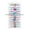 Bracelets porte-bonheur 12 pièces/ensemble étoile de mer baleine requin animaux marins tissé Bracelet couleur enfants main réglable tressé ensemble pour femme Dr Otpl4