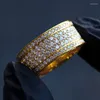 Trouwringen Eternity Bands Dames Luxe Goudkleur Geplaveid Kubieke Zirkonia Eenvoudig en elegant Vrouwelijk Jubileumsieraden