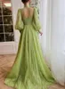 Party Dresses High Neck Green Lace Long Hermes A Line Formal Gown Custom Made Keyhole Back Evening Prom