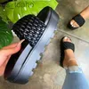 Pantoufles femmes chaussures de luxe pantoufle d'été en cuir PU femmes sandale décontracté diapositives en plein air femme tongs J230620