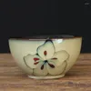 Skålar japansk kreativ keramisk skål retro personlighet hushåll ris container små matugn växter och blommor underglasyr färg