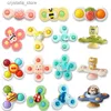 Montessori Baby Bath Toys For Boy Children Kaing Sucker Fidget Spinner For Kids 2-4 lata śmieszne dziecięce grzechotki Teether L230518