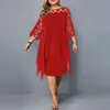 2022 Spring Plus Size 6XL Women Lace Dress Dress Mest Birthday Brust Party Dress Sexy Clubwear Summer Clothing for