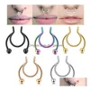 Naso Anelli Studs Ring Horseshoe Hoop False N Ose Stud Diaframma magnetico Acciaio inossidabile Artificiale Clip non perforata T Dhhol