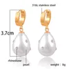 Dangle Earrings LEEKER 316L Stainless Steel Gold Color Drop For Women Rhinestone Pearl Wedding Accessories Party Jewelry 948 LK3 high quality