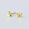 Stud Earrings 925 Sterling Silver Jewelry Fashion Cute Tiny 5mmX4mm Gold Butterfly Gift For Girls Kids Lady