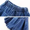Skirts Summer Girls Skirt Denim All-Match Short Skirt Spring Fashion Stitching Clothes Kids Outfit Casual Baby Clothing 230619