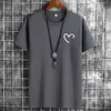 Мужские футболки Jfunccy негабаритный мужской хлопковые футболки Мужчина повседневная футболка Simple Love Heart Print Tshir