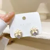 Brincos Stud Moda Coreana Opal Flor Para Mulheres Meninas Requintado Bonito Pedra Transparente Geométrica Zircão 2023 Jóias