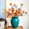 Dried Flowers Artificial Persimmon Fruit Branch Set for Home Decor Dining Table Ornament Christmas Tree Decoration