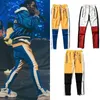 Men's Pants Streetwear Vintage Ankle Zipper Elastic Waist Loose Joggers Colorblocked Track Striped Patchwork