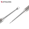 Spingi cuticole STALEKS PE-51-1 Manicure Pelle morta Spinta in acciaio a doppia testa Spingere a forma di anello Spingere piatto Strumento per unghie Acne Strumenti per la rimozione di punti neri 230619