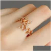Wedding Rings Stylish Leaf Finger Ring For Women Dazzling Zirconia Jewelry Gift Delicate Design Fresh Style Accessories Daily Drop De Dhsah