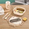 Ensembles de vaisselle Boîte à lunch compartimentée portable Étudiants Employés de bureau avec des filles Simple Bento mignon peut être chauffé au micro-ondes