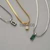 Pendant Necklaces Vinagte Squares Crystal Pendant Neckle for Women Dazzling Zircon Gold Color Stainless Steel Choker Snake Chain on Neck Jewelry J230620