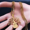 Pendant Necklaces Music Tree Of Life Stainless Steel Guitar Chain Women/Men Gold Color Necklace Jewelry Collares Mujer N7036S06