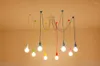 Lámparas colgantes Lámpara de araña nórdica E27 Cordones largos de colores Ajustable Retro Loft Luces colgantes Accesorio de iluminación decorativo