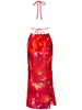 Dwuczęściowa sukienka letnia sukienki seksowna druk dwuczęściowe zestawy plażowe paski bikini zestaw z szczupłymi spódnicami dla kobiet klubowych odzieży 230620