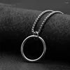 Naszyjniki wiszące proste duży okrągły naszyjnik ze stali nierdzewnej geometryczna minimalistyczna biżuteria do łańcucha koła dla kobiet collier