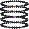 Anklets Magnetic Matte Onyx Beaded Anklet 9Inch Women Strand Anti Swelling Therapy Ankle Hematite Bracelet For Healing Chakra Weight Dhxbf